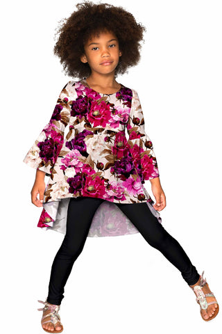 Versatile Slim Flower Design Leggings Kids Clothes Girls - Temu